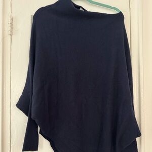 Jaki London Assymetric Draped Navy Seamless Knit Sweater - S/M